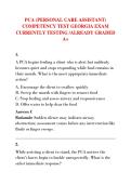PCA &lpar;PERSONAL CARE ASSISTANT&rpar; &NewLine;COMPETENCY TEST GEORGIA EXAM &NewLine;CURRENTLY TESTING &sol;ALREADY GRADED &NewLine;A&plus;