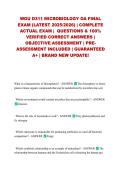 WGU D311 MICROBIOLOGY OA FINAL EXAM &lpar;LATEST 2025&sol;2026&rpar; &vert; COMPLETE ACTUAL EXAM &vert; QUESTIONS & 100&percnt; VERIFIED CORRECT ANSWERS &vert; OBJECTIVE ASSESSMENT &vert; PRE-ASSESSMENT INCLUDED &vert; GUARANTEED A&plus; &vert; BRAND NEW UPDATE&excl;&NewLine;