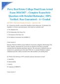 Perry Real Estate College Final Exam Actual Exam 2026&sol;2027 &ndash; Complete Exam-Style Questions with Detailed Rationales &vert; 100&percnt; Verified &vert; Pass Guaranteed &ndash; A&plus; Graded&NewLine;&NewLine;