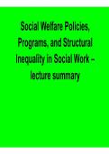 Social Welfare Policies Programs and Structural Inequality in Social Work Lecture Summary 2026 Update