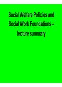 Social Welfare Policies and Social Work Foundations Lecture Summary 2026 Update