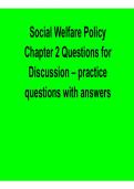 Social Welfare Policy Chapter 2 Questions for Discussion Practice Questions and Answers 2026 Update