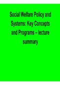 Social Welfare Policy and Systems Key Concepts and Programs Lecture Summary 2026 Update
