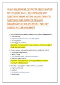 HEAVY EQUIPMENT OPERATOR CERTIFICATION &NewLine;TEST NEWEST 2025 &ndash; 2026 UPDATED 200 &NewLine;QUESTIONS FROM ACTUAL EXAM COMPLETE &NewLine;QUESTIONS AND CORRECT DETAILED &NewLine;ANSWERS &lpar;VERIFIED ANSWERS&rpar; &vert;ALREADY &NewLine;GRADED A&plus;&vert;&vert;BRAND NEW&excl;&excl; 