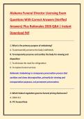 Alabama Funeral Director Licensing Exam &NewLine;Questions With Correct Answers &lpar;Verified &NewLine;Answers&rpar; Plus Rationales 2026 Q&A &vert; Instant &NewLine;Download Pdf 
