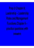 Prep U Chapter 6 Leadership Roles and Management Functions Practice Questions 2026 Update