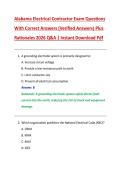 Alabama Electrical Contractor Exam Questions &NewLine;With Correct Answers &lpar;Verified Answers&rpar; Plus &NewLine;Rationales 2026 Q&A &vert; Instant Download Pdf 