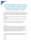 Texas Mold Remediation Contractor State Exam Actual Exam 2026&sol;2027 &ndash; Complete Exam-Style Questions with Detailed Rationales &vert; 100&percnt; Verified &vert; Pass Guaranteed &ndash; A&plus; Graded&NewLine;&NewLine;