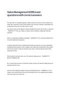 Sales Management D099 exam questions with correct answers