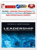 Test Bank for Leadership Theory and Practice 9th Edition by Peter G&period; Northouse &vert;&vert; All Chapters Included&vert;&vert; NEWEST UPDATE&NewLine;