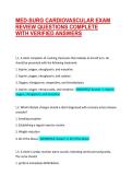 MED-SURG CARDIOVASCULAR EXAM REVIEW TEST BANK QUESTIONS COMPLETE WITH 100&percnt; VERIFIED ANSWERS &vert; VERIFIED EXAM QUESTIONS