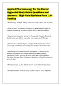Applied Pharmacology for the Dental&NewLine;Hygienist Study Guide Questions and&NewLine;Answers &vert; High-Yield Revision Pack &vert; A&plus;&NewLine;Verified