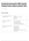 PSY 623 FINAL EXAM WITH CORRECT ACTUAL QUESTIONS AND CORRECTLY WELL DEFINED ANSWERS LATEST ALREADY GRADED A&plus; 2026