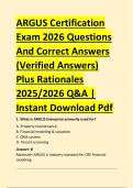 ARGUS Certification &NewLine;Exam 2026 Questions &NewLine;And Correct Answers &NewLine;&lpar;Verified Answers&rpar; &NewLine;Plus Rationales &NewLine;2025&sol;2026 Q&A &vert; &NewLine;Instant Download Pdf 