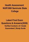 Health Assessment NUR1060 PDF &vert; Seminole State College Nursing Study Guide & Practice Questions