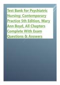 Test Bank for Psychiatric Nursing Contemporary Practice 5th Edition&comma; Mary Ann Boyd&comma; All Chapters Complete With Exam Questions & Answers&period;pdf&NewLine;&NewLine;