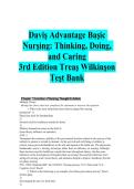 Test Bank for Davis Advantage Basic Nursing&colon; Thinking&comma; Doing&comma; and Caring 3rd Edition by Treas & Wilkinson &vert; Complete Questions and Verified Answers