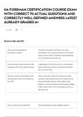 UA FOREMAN CERTIFICATION COURSE EXAM WITH CORRECT 70 ACTUAL QUESTIONS AND CORRECTLY WELL DEFINED ANSWERS LATEST ALREADY GRADED A&plus;