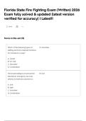Florida State Fire Fighting Exam &lpar;Written&rpar; 2026 Exam fully solved & updated &lpar;latest version verified for accuracy&rpar; &vert; Latest&excl;