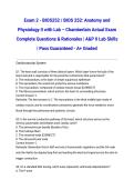 Exam 2 - BIOS252 &sol; BIOS 252&colon; Anatomy and Physiology II with Lab &ndash; Chamberlain Actual Exam 2026&sol;2027 Complete Questions & Rationales &vert; A&P II Lab Skills &vert; Pass Guaranteed - A&plus; Graded