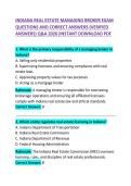 Indiana Real Estate Managing Broker Exam Questions and Correct Answers
