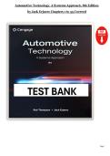 TEST BANK for Automotive Technology&comma; A Systems Approach&comma; 7th Edition by Jack Erjavec and Rob Thompson Chapters 1-55 Covered