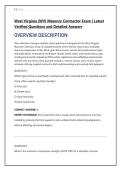 West Virginia &lpar;WV&rpar; Masonry Contractor Exam &vert; Latest Verified Questions and Detailed Answers 