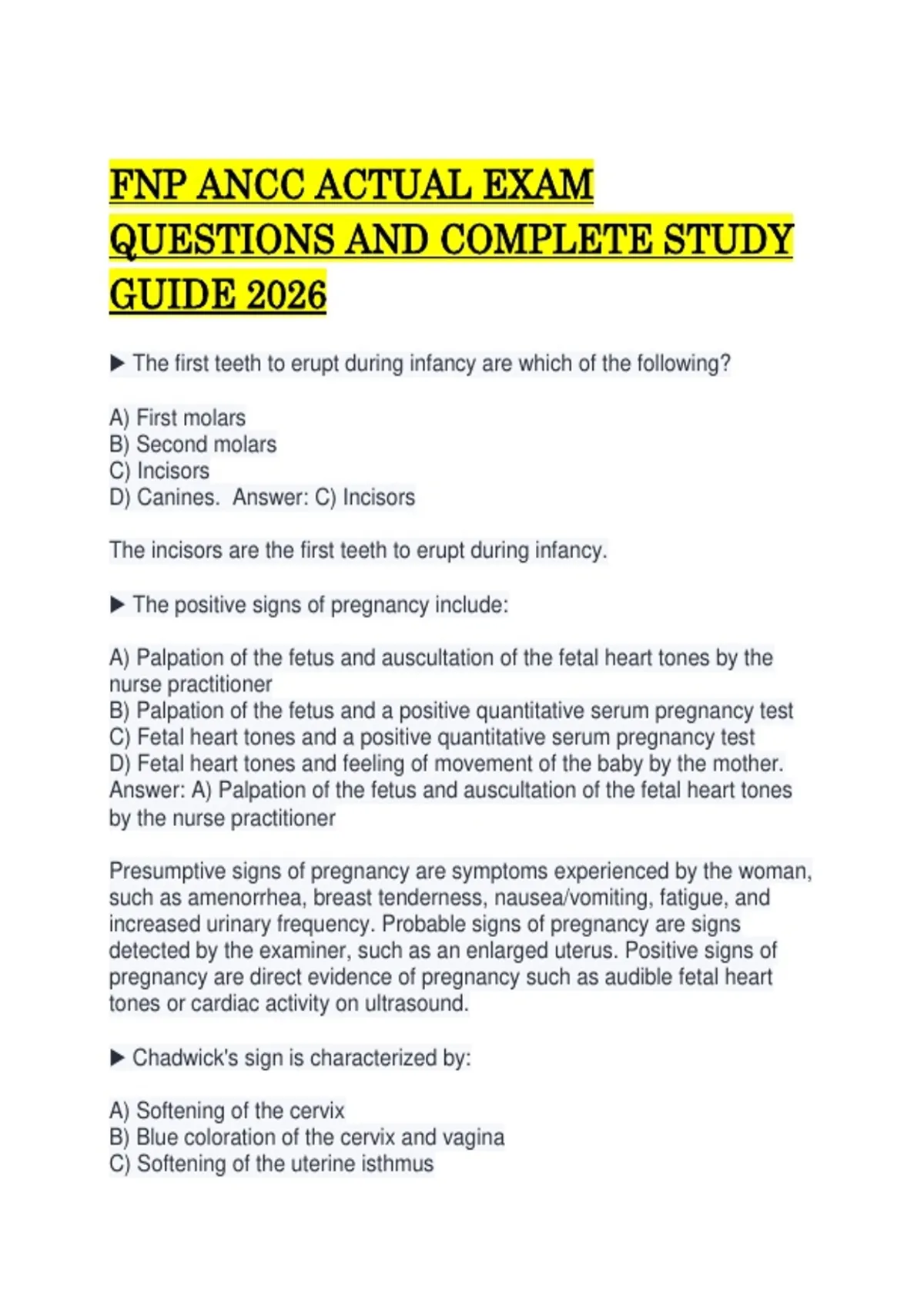 FNP ANCC ACTUAL EXAM QUESTIONS AND COMPLETE STUDY GUIDE 2026.pdf - FNP ...