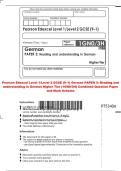 Pearson Edexcel Level 1&sol;Level 2 GCSE &lpar;9&ndash;1&rpar; German PAPER 3&colon; Reading and&NewLine;understanding in German Higher Tier &lpar;1GN0&sol;3H&rpar; Combined Question Paper