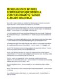 MICHIGAN STATE BRAKES CERTIFICATION QUESTIONS & VERIFIED ANSWERS PASSED ALREADY GRADED A&plus;