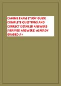 CAHIMS EXAM STUDY GUIDE &NewLine;COMPLETE QUESTIONS AND &NewLine;CORRECT DETAILED ANSWERS &NewLine;&lpar;VERIFIED ANSWERS&rpar; ALREADY &NewLine;GRADED A&plus;
