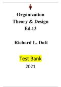 Organization Theory & Design Test Bank &vert; 13th Edition Richard L&period; Daft &vert; Questions and Answers