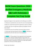 SAEM Exam Questions 2026 &ndash; Verified Emergency Medicine Q&A with Rationales &vert; Complete Test Prep Guide 
