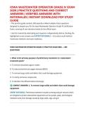 IOWA WASTEWATER OPERATOR GRADE IV EXAM 2026 &vert; PRACTICE QUESTIONS AND CORRECT ANSWERS &vert; VERIFIED ANSWERS WITH RATIONALES &vert; INSTANT DOWNLOAD PDF STUDY GUIDE