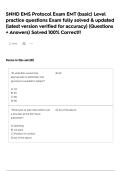SNHD EMS Protocol Exam EMT &lpar;basic&rpar; Level practice questions Exam fully solved & updated &lpar;latest version verified for accuracy&rpar; &lpar;Questions &plus; Answers&rpar; Solved 100&percnt; Correct&excl;&excl;