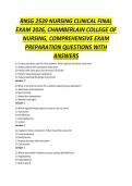 RNSG 2539 NURSING CLINICAL FINAL EXAM 2026&comma; CHAMBERLAIN COLLEGE OF NURSING&comma; COMPREHENSIVE EXAM PREPARATION QUESTIONS WITH ANSWERS