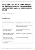 Bio 1500 Final Exam Mizzou 1 EXAM Questions with 100&percnt; Correct Answers &vert; Verified &vert;&vert; ACTUAL EXAM 2026 TEST&excl;&excl; Graded A&plus; &vert; 2025&vert;2026 EXAM UPDATE&NewLine;&NewLine;