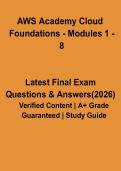 AWS Academy Cloud Foundations &ndash; Modules 1&ndash;8 Complete Course Notes&comma; Study Guide & Exam Revision PDF