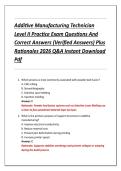 Additive Manufacturing Technician &NewLine;Level II Practice Exam Questions And &NewLine;Correct Answers &lpar;Verified Answers&rpar; Plus &NewLine;Rationales 2026 Q&A Instant Download &NewLine;Pdf 