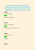 Exam 1&colon; BIO 2100 &lpar;Latest 2026&sol;2027 Update&rpar; Microbiology for Health Professionals Questions with Verified Answers &vert; 100&percnt; Correct&vert; Graded A&plus; Galen&period;  