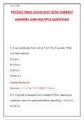 PHYSICS FINAL EXAM 2027 &ndash; 300&plus; PRACTICE QUESTIONS WITH CORRECT ANSWERS & RATIONALES &vert; MECHANICS&comma; ELECTRICITY&comma; WAVES&comma; THERMODYNAMICS&comma; MODERN PHYSICS&NewLine;&NewLine;