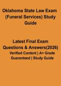 Oklahoma State Law Exam &lpar;Funeral Services&rpar; PDF &vert; Study Guide&comma; Practice Questions & Answers