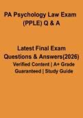 PA Psychology Law Exam &lpar;PPLE&rpar; 2026 PDF &vert; Practice Questions&comma; Study Guide & Answers&NewLine;