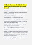 Test Bank Champions Real Estate Finance&NewLine;Exam Question and Answer &vert; A&plus; Verified&NewLine;Updated