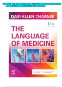TEST BANK FOR THE LANGUAGE OF MEDICINE 13TH EDITION B CHABNER &NewLine;&sol;ALL CHAPTERS1-21&sol;COMPLETE GUIDE 2024-2025 &NewLine;
