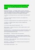 Maryland Home Improvement Question and&NewLine;Answer &vert; A&plus; Verified Updated &vert; Frequently&NewLine;Tested