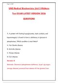 UNE MEDICAL BIOCHEMISTRY UNIT 3 MIDTERM EXAM 2026 &ndash; 300 REAL QUESTIONS WITH CORRECT ANSWERS & RATIONALES &lpar;METABOLISM&comma; LIPIDS&comma; AMINO ACIDS&comma; SIGNALING&comma; DNA REPAIR&rpar;&NewLine;&NewLine;