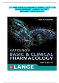 TEST BANK FOR BASIC AND CLINICAL PHARMACOLOGY 16TH &NewLine;EDITION KATZUNG&rsquo;S TESTBANK &sol;ALL CHS 1- &NewLine;66&sol;COMPLETE GUIDE 2024-2025 &NewLine;