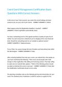 Cvent Event Management Certification Exam Questions With Correct Answers&period;