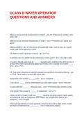 CLASS D WATER OPERATOR QUESTIONS AND ANSWERS